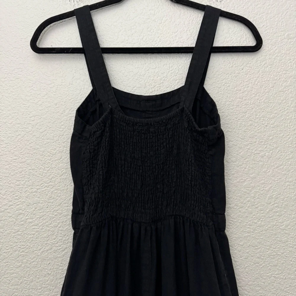 Zara Linen Blend Cropped Wide Leg Sleeveless Jumpsuit Black Size Small